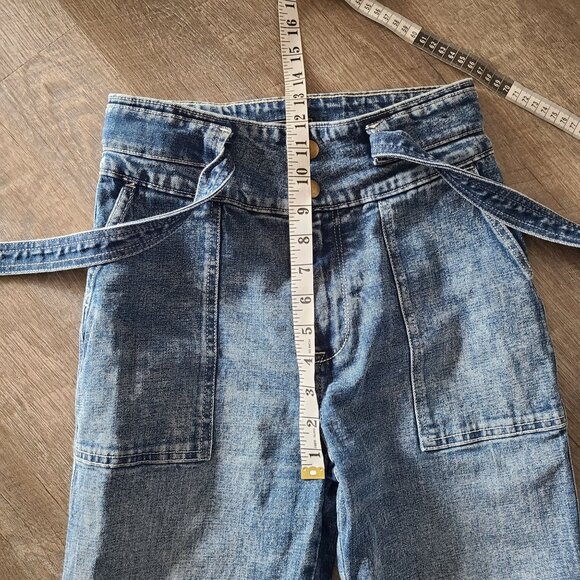 Abercrombie & Fitch US Women's Sz 4 Ultra High Rise Straight Leg Jeans Tie Waist - Picture 9 of 10